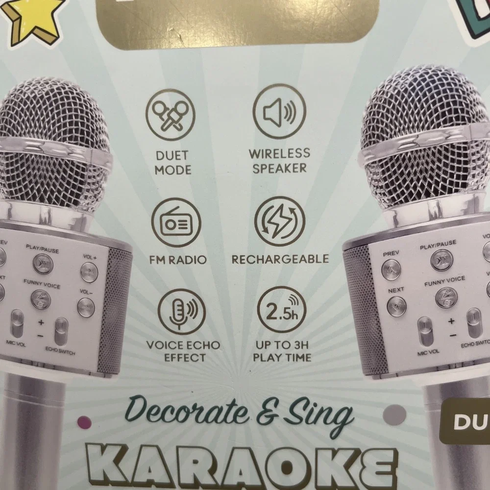 NEW XO Poppy SET OF 2 Karaoke Wireless Mic Bluetooth Decorate, And Sing